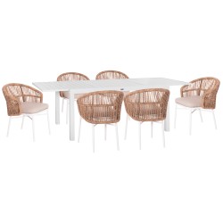 ΣΕΤ ΤΡΑΠΕΖΑΡΙΑΣ ΕΞ.ΧΩΡΟΥ 7ΤΜΧ KRUM HM21148 ΛΕΥΚΟ ΑΛΟΥΜΙΝΙΟ-P.E.RATTAN