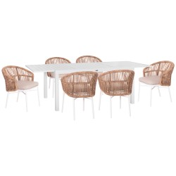 ΣΕΤ ΤΡΑΠΕΖΑΡΙΑΣ ΕΞ.ΧΩΡΟΥ 7ΤΜΧ KRUM HM21148 ΛΕΥΚΟ ΑΛΟΥΜΙΝΙΟ-P.E.RATTAN