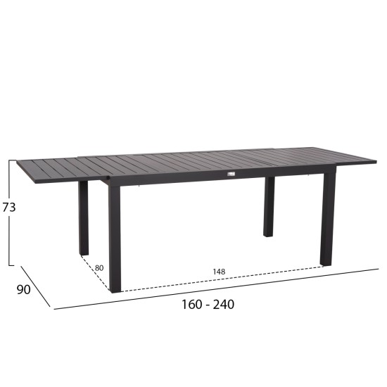 ΣΕΤ ΤΡΑΠΕΖΑΡΙΑΣ ΕΞ.ΧΩΡΟΥ 7ΤΜΧ KRUM HM21154 ΣΚΟΥΡΟ ΓΚΡΙ ΑΛΟΥΜΙΝΙΟ