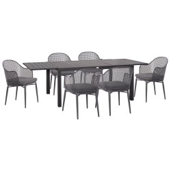 ΣΕΤ ΤΡΑΠΕΖΑΡΙΑΣ ΕΞ.ΧΩΡΟΥ 7ΤΜΧ KRUM HM21156 ΣΚΟΥΡΟ ΓΚΡΙ ΑΛΟΥΜΙΝΙΟ & P.Ε.ΣΧΟΙΝΙ