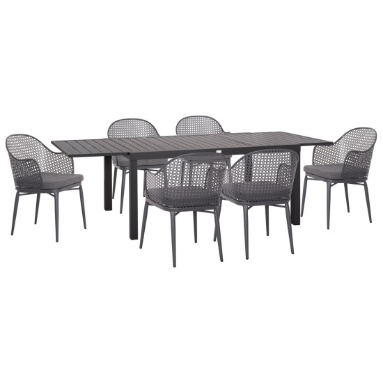 ΣΕΤ ΤΡΑΠΕΖΑΡΙΑΣ ΕΞ.ΧΩΡΟΥ 7ΤΜΧ KRUM HM21154 ΣΚΟΥΡΟ ΓΚΡΙ ΑΛΟΥΜΙΝΙΟ