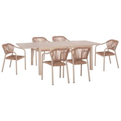 ΣΕΤ ΤΡΑΠΕΖΑΡΙΑΣ ΕΞ.ΧΩΡΟΥ 7ΤΜΧ KRUM HM21159 ΜΟΚΑ ΑΛΟΥΜΙΝΙΟ--P.E.RATTAN