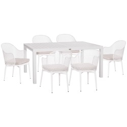 ΣΕΤ ΤΡΑΠΕΖΑΡΙΑΣ ΕΞ.ΧΩΡΟΥ KRUM HM21147 ΤΡΑΠΕΖΙ ΜΕ 6 ΠΟΛΥΘΡΟΝΕΣ--ΛΕΥΚΟ ΑΛΟΥΜΙΝΙΟ