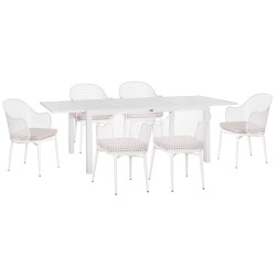 ΣΕΤ ΤΡΑΠΕΖΑΡΙΑΣ ΕΞ.ΧΩΡΟΥ KRUM HM21147 ΤΡΑΠΕΖΙ ΜΕ 6 ΠΟΛΥΘΡΟΝΕΣ--ΛΕΥΚΟ ΑΛΟΥΜΙΝΙΟ