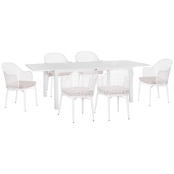 ΣΕΤ ΤΡΑΠΕΖΑΡΙΑΣ ΕΞ.ΧΩΡΟΥ KRUM HM21147 ΤΡΑΠΕΖΙ ΜΕ 6 ΠΟΛΥΘΡΟΝΕΣ--ΛΕΥΚΟ ΑΛΟΥΜΙΝΙΟ