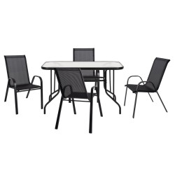 ΣΕΤ ΤΡΑΠΕΖΑΡΙΑΣ 5ΤΜΧ HM5193.13 ΜΕΤΑΛΛΙΚO ΜΕ 4 ΚΑΡΕΚΛΕΣ & ΤΡΑΠΕΖΙ 110x60 ΜΑΥΡΟ