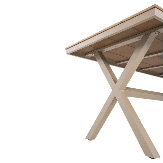 ΣΕΤ ΤΡΑΠΕΖΑΡΙΑΣ SAGA HM21196 ΤΡΑΠΕΖΙ & 4 ΠΟΛΥΘΡΟΝΕΣ-ΑΛΟΥΜΙΝΙΟ & POLYWOOD-ΣΑΜΠΑΝΙ