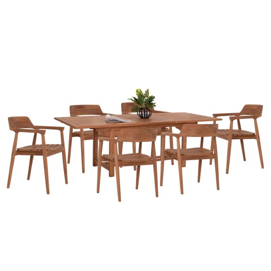 ΣΕΤ ΤΡΑΠΕΖΑΡΙΑΣ FREM HM21291 ΤΡΑΠΕΖΙ & 6 ΠΟΛΥΘΡΟΝΕΣ---ΤΕΑΚ ΞΥΛΟ