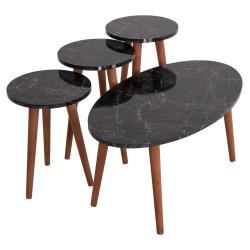 ΣΕΤ ΤΡΑΠΕΖΙ ΣΑΛΟΝΙΟΥ & 3 ΒΟΗΘ.ΤΡΑΠΕΖΙΑ VITAL HM18180.03 ΜΕΛΑΜΙΝΗ ΛΕΥΚΟ ΜΑΡΜΑΡΟ-ΚΑΡΥΔΙ ΠΟΔΙΑ