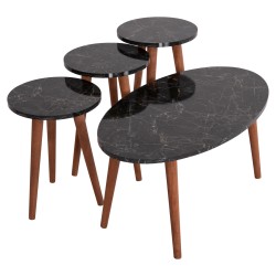 ΣΕΤ ΤΡΑΠΕΖΙ ΣΑΛΟΝΙΟΥ & 3 ΒΟΗΘ.ΤΡΑΠΕΖΙΑ VITAL HM18180.03 ΜΕΛΑΜΙΝΗ ΛΕΥΚΟ ΜΑΡΜΑΡΟ-ΚΑΡΥΔΙ ΠΟΔΙΑ