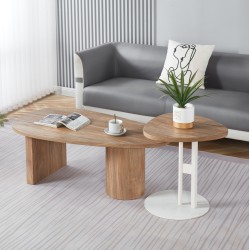 ΣΕΤ ΤΡΑΠΕΖΙ ΣΑΛΟΝΙΟΥ ΜΕ ΒΟΗΘΗΤΙΚΟ ALPER HM21262 MDF SONAMA-ΜΕΤΑΛΛΟ ΛΕΥΚΟ