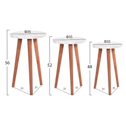 ΣΕΤ ΤΡΑΠΕΖΙ ΣΑΛΟΝΙΟΥ & 3 ΒΟΗΘ.ΤΡΑΠΕΖΙΑ VITAL HM18180.03 ΜΕΛΑΜΙΝΗ ΛΕΥΚΟ ΜΑΡΜΑΡΟ-ΚΑΡΥΔΙ ΠΟΔΙΑ