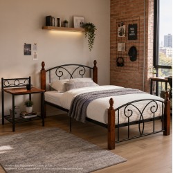 ΣΕΤ ΥΠΝΟΔΩΜΑΤΙΟΥ ΜΕ ΣΤΡΩΜΑ 3ΤΜΧ HM11217 RUBBERWOOD-ΜΕΤΑΛΛΟ