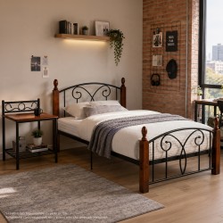 ΣΕΤ ΥΠΝΟΔΩΜΑΤΙΟΥ ΜΕ ΣΤΡΩΜΑ 3ΤΜΧ HM11217 RUBBERWOOD-ΜΕΤΑΛΛΟ