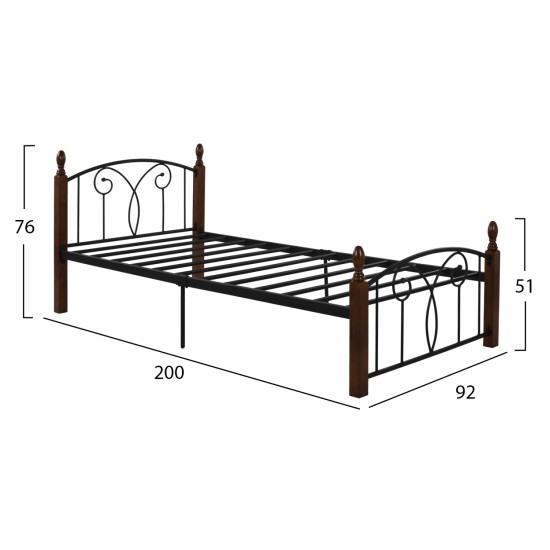 ΣΕΤ ΥΠΝΟΔΩΜΑΤΙΟΥ ΜΕ ΣΤΡΩΜΑ 3ΤΜΧ HM11217 RUBBERWOOD-ΜΕΤΑΛΛΟ