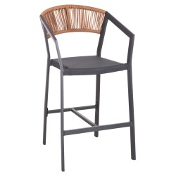 ΣΚΑΜΠΟ ΑΛΟΥΜΙΝΙΟΥ MIRI ΑΝΘΡΑΚΙ HM5892.11 ΜΕΣΑΙΟΥ ΥΨΟΥΣ ΜΕ ΜΠΡΑΤΣΑ RATTAN & TEXTLINE 55x56,5x99Yεκ.