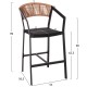 ΣΚΑΜΠΟ ΑΛΟΥΜΙΝΙΟΥ HM5892.15 ΜΕΣΑΙΟΥ ΥΨΟΥΣ RATTAN & TEXTLINE ΜΑΥΡΟ ΜΠΕΖ 55x56,5x99Υ