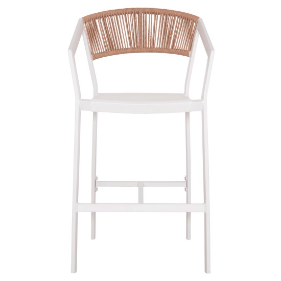 ΣΚΑΜΠΟ ΑΛΟΥΜΙΝΙΟΥ HM5892.12 ΜΕΣΑΙΟΥ ΥΨΟΥΣ RATTAN & TEXTLINE ΛΕΥΚΟ ΜΠΕΖ 55x56,5x99Y