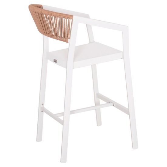 ΣΚΑΜΠΟ ΑΛΟΥΜΙΝΙΟΥ HM5892.12 ΜΕΣΑΙΟΥ ΥΨΟΥΣ RATTAN & TEXTLINE ΛΕΥΚΟ ΜΠΕΖ 55x56,5x99Y