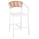 ΣΚΑΜΠΟ ΑΛΟΥΜΙΝΙΟΥ HM5892.12 ΜΕΣΑΙΟΥ ΥΨΟΥΣ RATTAN & TEXTLINE ΛΕΥΚΟ ΜΠΕΖ 55x56,5x99Y
