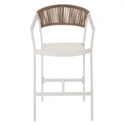 ΣΚΑΜΠΟ ΑΛΟΥΜΙΝΙΟΥ MIRI ΛΕΥΚΟ HM5892.32 ΜΕΣ. ΥΨΟΥΣ-ΜE RATTAN & TΕΧΤLINE 57x57x99,5Yεκ.