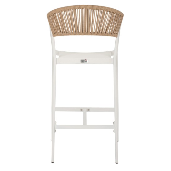 ΣΚΑΜΠΟ ΑΛΟΥΜΙΝΙΟΥ MIRI ΛΕΥΚΟ ΜΕ ΜΠΡΑΤΣΑ RATTAN & TEXTLINE 56x58x105Yεκ. HM5892.22