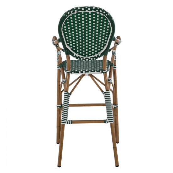 ΣΚΑΜΠΟ ΑΛΟΥΜΙΝΙΟΥ BAMBOO LOOK ΜΕ WICKER ΠΡΑΣΙΝΟ ΛΕΥΚΟ HM5794.01 56x60x126 εκ.