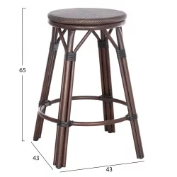 ΣΚΑΜΠΟ ΑΛΟΥΜΙΝΙΟΥ ΜΕΣ.ΥΨΟΥΣ CHINO HM6286.01 BAMBOO LOOK & TEXTILENE ΚΑΦΕ 43x43x65Υεκ