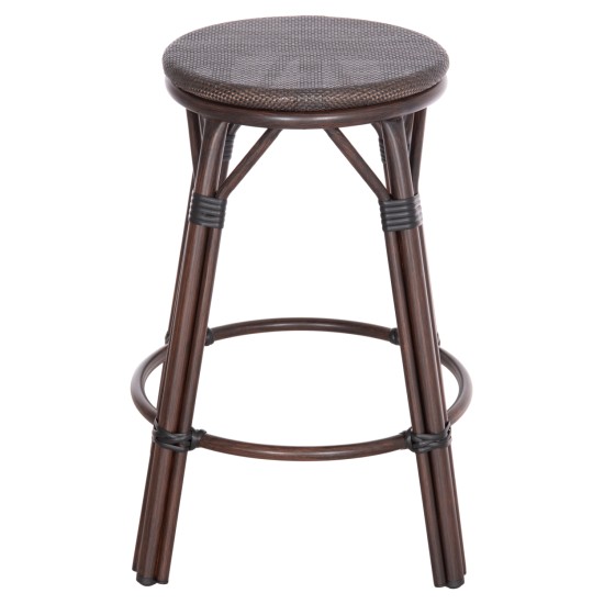 ΣΚΑΜΠΟ ΑΛΟΥΜΙΝΙΟΥ ΜΕΣ.ΥΨΟΥΣ CHINO HM6286.01 BAMBOO LOOK & TEXTILENE ΚΑΦΕ 43x43x65Υεκ