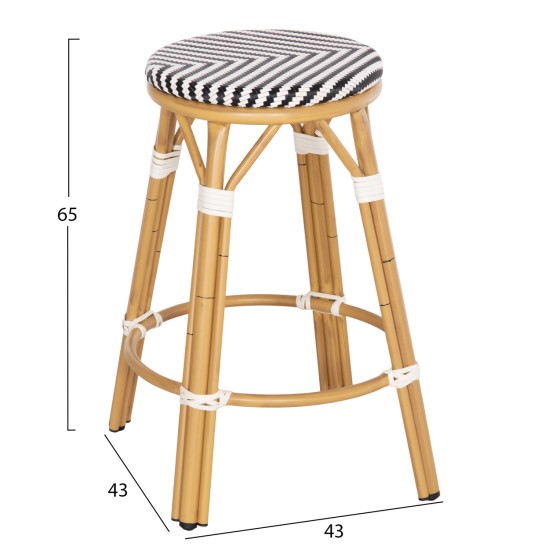 ΣΚΑΜΠΟ ΑΛΟΥΜΙΝΙΟΥ ΜΕΣ.ΥΨΟΥΣ CHINO HM6286.03 BAMBOO LOOK & TEXTILENE ΜΑΥΡΟ 43x43x65Υεκ