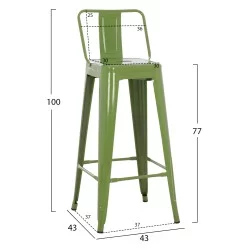 ΣΚΑΜΠΟ BAR ΜΕΤΑΛΛΙΚΟ MELITA ME ΠΛΑΤΗ ΣΕ LIGHT OLIVE GREEN HM8643.13 43Χ43Χ100Yεκ.