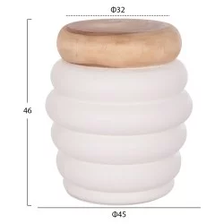 ΣΚΑΜΠΟ PUFFAT HM18172.02 FIBER CEMENT ΛΕΥΚΟ- ΞΥΛΟ TEAK TOP Φ45x46Υεκ.