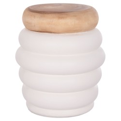 ΣΚΑΜΠΟ PUFFAT HM18172.02 FIBER CEMENT ΛΕΥΚΟ- ΞΥΛΟ TEAK TOP Φ45x46Υεκ.