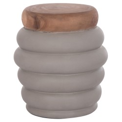 ΣΚΑΜΠΟ PUFFAT HM18172.03 FIBER CEMENT ΓΚΡΙ- ΞΥΛΟ TEAK TOP Φ45x46Υεκ.