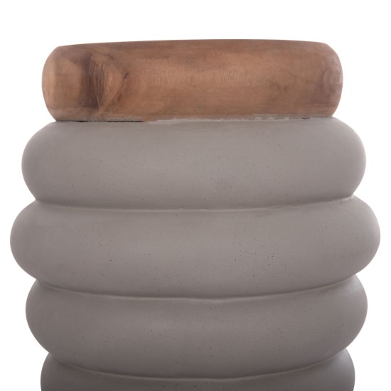 ΣΚΑΜΠΟ PUFFAT HM18172.03 FIBER CEMENT ΓΚΡΙ- ΞΥΛΟ TEAK TOP Φ45x46Υεκ.