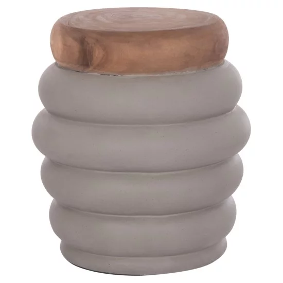 ΣΚΑΜΠΟ PUFFAT HM18172.03 FIBER CEMENT ΓΚΡΙ- ΞΥΛΟ TEAK TOP Φ45x46Υεκ.