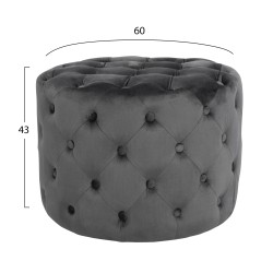 ΣΚΑΜΠΟ KASSIE  ΓΚΡΙ ΒΕΛΟΥΔΟ ΤΥΠΟΥ CHESTERFIELD HM8406.01 Φ60x43Υ εκ.