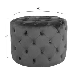 ΣΚΑΜΠΟ KASSIE  ΓΚΡΙ ΒΕΛΟΥΔΟ ΤΥΠΟΥ CHESTERFIELD HM8406.01 Φ60x43Υ εκ.