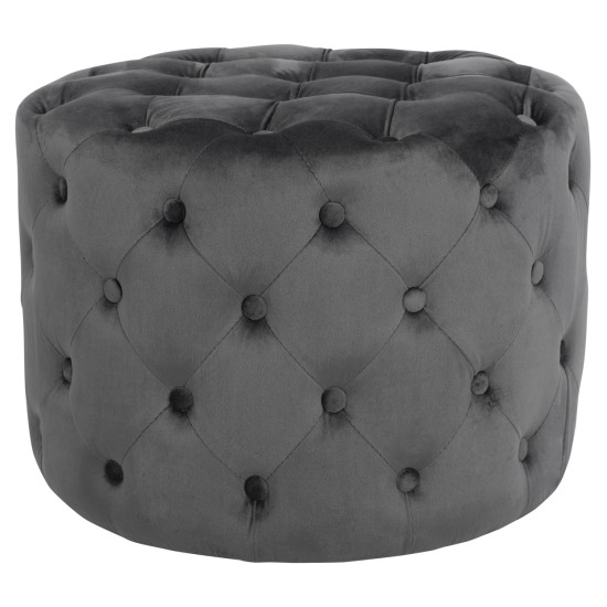 ΣΚΑΜΠΟ KASSIE  ΓΚΡΙ ΒΕΛΟΥΔΟ ΤΥΠΟΥ CHESTERFIELD HM8406.01 Φ60x43Υ εκ.