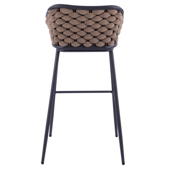 ΣΚΑΜΠΟ KADE ΜΕ ΜΕΤΑΛΛΙΚΟ ΣΚΕΛΕΤΟ ΚΑΙ ΜΠΕΖ WICKER ΣΧΟΙΝΙ HM5715 54x54x103 εκ.