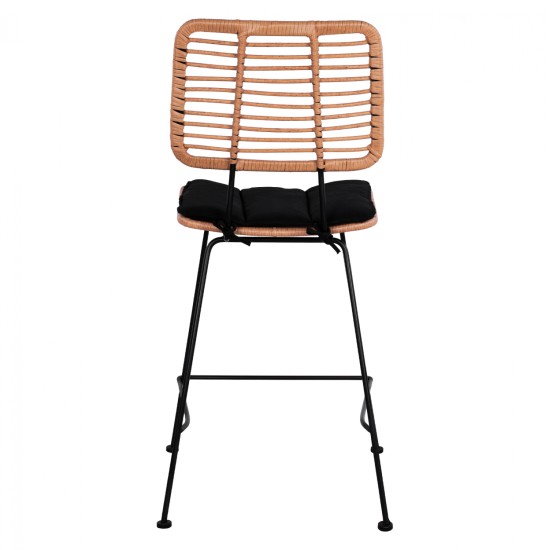 ΣΚΑΜΠΟ ΜΕΣΑΙΟΥ ΥΨΟΥΣ ALLEGRA HM5644 ΜΕΤΑΛΛΙΚΟ ΜΕ WICKER ΣΕ ΜΠΕΖ ΑΠΟΧΡΩΣΗ 55x56x107 εκ.