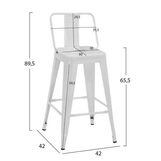 ΣΚΑΜΠΟ ΜΕΣΑΙΟΥ ΥΨΟΥΣ ΜΕΤΑΛΛΙΚΟ MELITA ΜΕ ΠΛΑΤΗ ΣΕ ΜΑΥΡΟ ΜΑΤ HM8574.32 42x42x89,5Υ εκ.