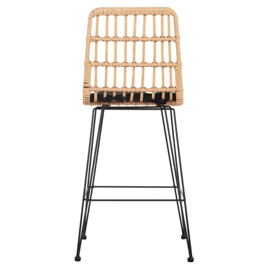 ΣΚΑΜΠΟ ΜΕΣ.ΥΨΟΥΣ ALLEGRA HM5643.11 ΜΕΤΑΛΛΟ&ΜΑΞΙΛΑΡΙ ΜΑΥΡΟ-WICKER ΜΠΕΖ 50x55x103Υεκ.