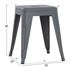 ΣΚΑΜΠΟ ΜΕΤΑΛΛΙΚΟ MELITA HM0096.50 ΣΕ ΓΚΡΙ ΜΑΤ ΧΡΩΜΑ 37x37x45Υεκ.