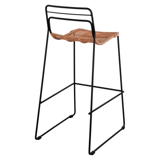 ΣΚΑΜΠΟ ΜΕΤΑΛΛΙΚΟ ALLEGRA HM5642 ΜΕ WICKER ΣΕ ΜΠΕΖ ΑΠΟΧΡΩΣΗ 48x53x100 εκ.