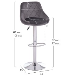 ΣΚΑΜΠΟ ΜΠΑΡ ROSE HM204.41 ΜΕ ΑΜΟΡΤΙΣΕΡ ΧΡΩΜΙΟΥ & ΓΚΡΙ ΒΕΛΟΥΔΟ 48x45x105Υεκ.