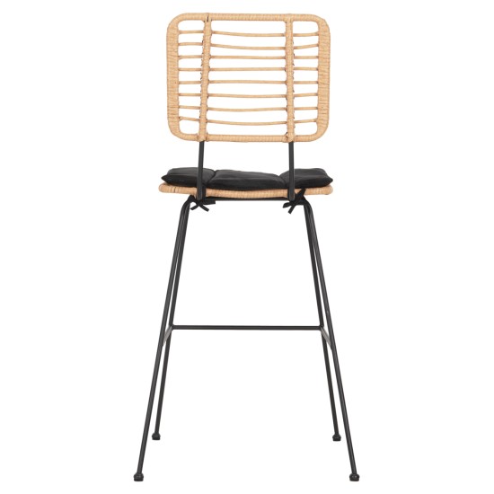 ΣΚΑΜΠΟ ΜΠΑΡ ALLEGRA HM5455.11 ΜΕΤΑΛΛΟ&ΜΑΞΙΛΑΡΙ ΜΑΥΡΟ-WICKER ΜΠΕΖ 56x59x116,5Υεκ.