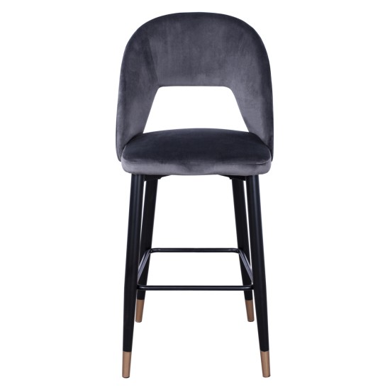 ΣΚΑΜΠΟ ΜΠΑΡ HARPER HM8526.01 ΒΕΛΟΥΔΟ ΓΚΡΙ ΜΕ ΜΕΤΑΛΛΙΚΟ ΣΚΕΛΕΤΟ 50Χ51Χ111Υ εκ.