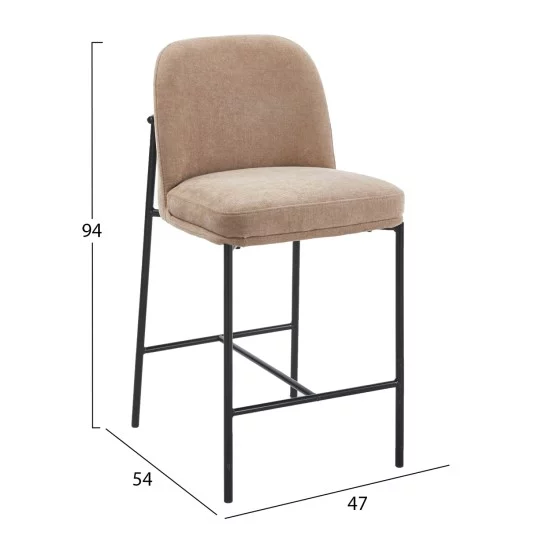 ΣΚΑΜΠΟ ΜΠΑΡ ΜΕΣ.ΥΨΟΥΣ MANIDO HM18427.02 TAUPE ΥΦΑΣΜΑ-ΜΕΤΑΛ.ΜΑΥΡΟΣ ΣΚΕΛΕΤΟΣ 47x54x94Υεκ