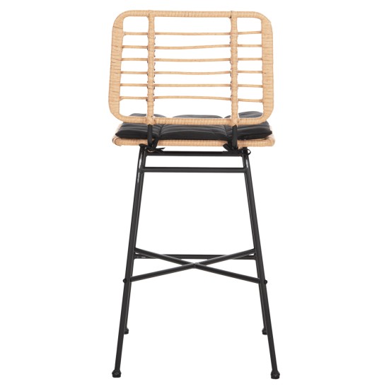 ΣΚΑΜΠΟ ΜΠΑΡ ΜΕΣ.ΥΨΟΥΣ ALLEGRA HM5709.11 ΜΕΤΑΛΛΟ&ΜΑΞΙΛΑΡΙ ΜΑΥΡΟ-WICKER ΜΠΕΖ 46x46x99Υεκ